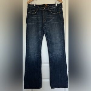 Seven 7 Original A Pocket Bootcut Women’s Blue Jeans Mid Rise Medium Wash 33/32